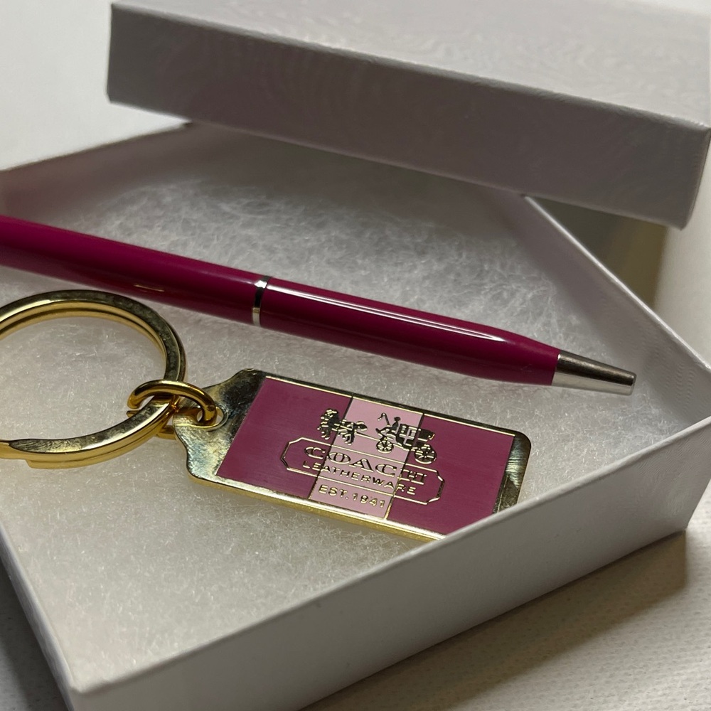 Coach Fuchsia Pen and Keychain Set with Gold Accents and a Coach Fuchsia Pen - Picture 5 of 5